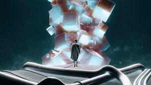 Preview wallpaper man, cubes, glow, art