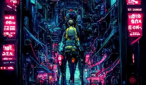 Preview wallpaper man, cyborg, cyberpunk, portal, art