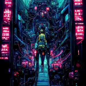Preview wallpaper man, cyborg, cyberpunk, portal, art