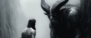 Preview wallpaper man, demon, monster, art, bw