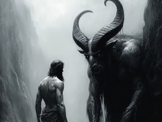 320x240 Wallpaper man, demon, monster, art, bw