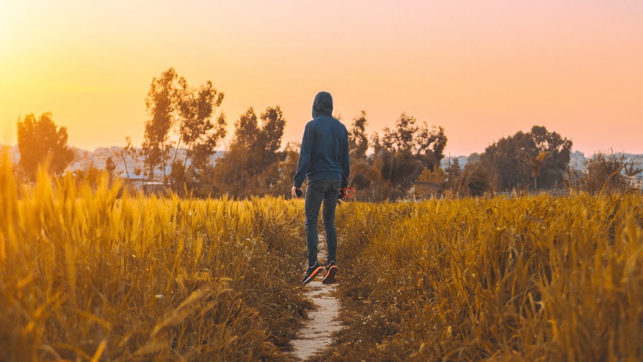 Wallpaper man, field, path, grass, rabat, morocco