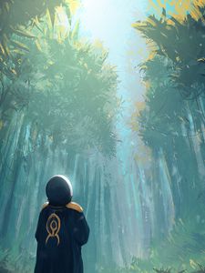 Preview wallpaper man, forest, art, trees, loneliness