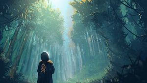 Preview wallpaper man, forest, art, trees, loneliness