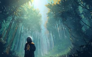 Preview wallpaper man, forest, art, trees, loneliness
