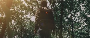 Preview wallpaper man, forest, walk, travel, nature