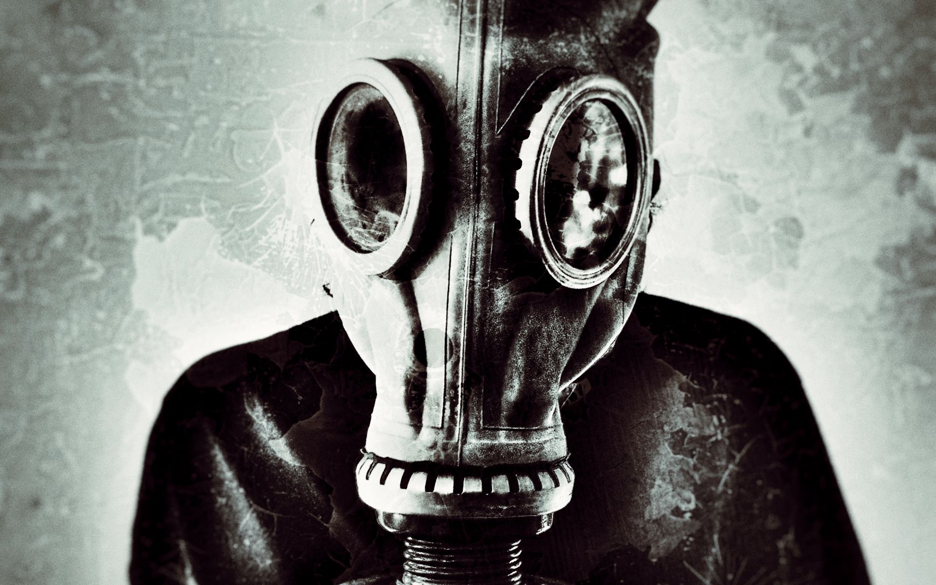 Download wallpaper 1920x1200 man, gas mask, mask, photoshop, spots