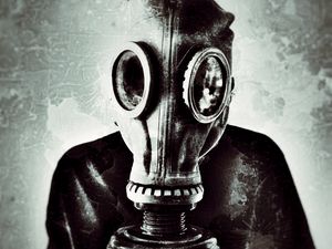 Preview wallpaper man, gas mask, mask, photoshop, spots