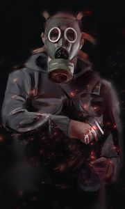 Preview wallpaper man, gas mask, mask, art