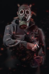 Preview wallpaper man, gas mask, mask, art