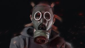 Preview wallpaper man, gas mask, mask, art