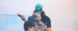 Preview wallpaper man, gas mask, mask, smoke