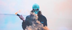 Preview wallpaper man, gas mask, mask, smoke