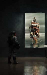 Preview wallpaper man, gas mask, picture, art
