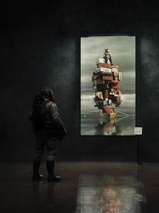 Preview wallpaper man, gas mask, picture, art