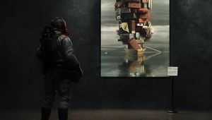 Preview wallpaper man, gas mask, picture, art