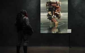 Preview wallpaper man, gas mask, picture, art