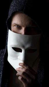 Preview wallpaper man, glance, mask, anonymous, dark