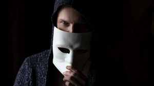Preview wallpaper man, glance, mask, anonymous, dark