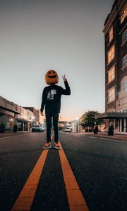 Preview wallpaper man, halloween, gesture, road, markup