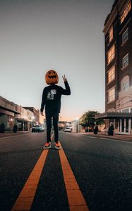 Preview wallpaper man, halloween, gesture, road, markup