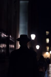 Preview wallpaper man, hat, silhouette, dark, black, melancholy, sad