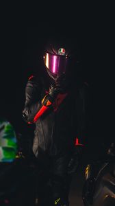 Preview wallpaper man, helmet, equipment, motorcyclist, dark