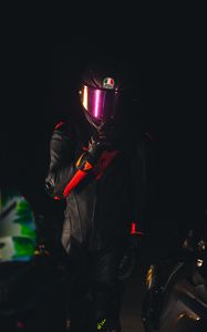 Preview wallpaper man, helmet, equipment, motorcyclist, dark