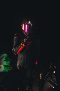 Preview wallpaper man, helmet, equipment, motorcyclist, dark