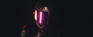 Preview wallpaper man, helmet, equipment, motorcyclist, dark