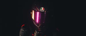 Preview wallpaper man, helmet, equipment, motorcyclist, dark