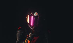 Preview wallpaper man, helmet, equipment, motorcyclist, dark