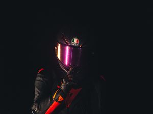 Preview wallpaper man, helmet, equipment, motorcyclist, dark