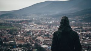 Preview wallpaper man, hood, alone, view
