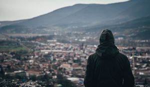 Preview wallpaper man, hood, alone, view