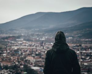 Preview wallpaper man, hood, alone, view