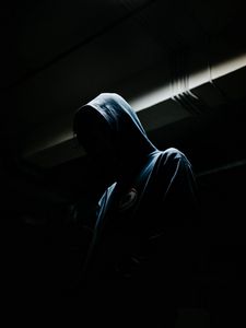 Preview wallpaper man, hood, darkness, dark