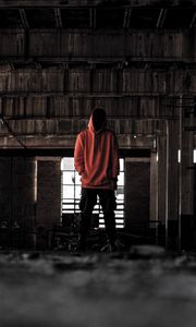 Preview wallpaper man, hood, loneliness, anonymous