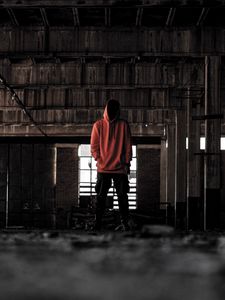 Preview wallpaper man, hood, loneliness, anonymous