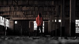 Preview wallpaper man, hood, loneliness, anonymous