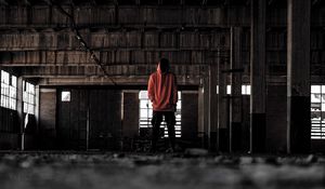 Preview wallpaper man, hood, loneliness, anonymous