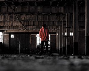 Preview wallpaper man, hood, loneliness, anonymous