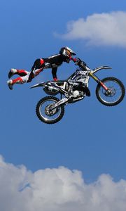 Preview wallpaper man, jump, motocross, motorcycle