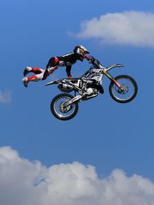 Preview wallpaper man, jump, motocross, motorcycle