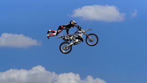 Preview wallpaper man, jump, motocross, motorcycle