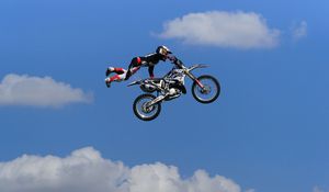 Preview wallpaper man, jump, motocross, motorcycle