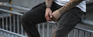 Preview wallpaper man, legs, style, sneakers, tattoo