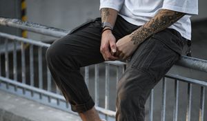 Preview wallpaper man, legs, style, sneakers, tattoo