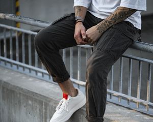 Preview wallpaper man, legs, style, sneakers, tattoo