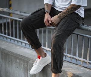 Preview wallpaper man, legs, style, sneakers, tattoo